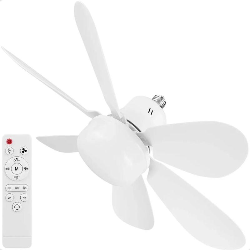 Ventilador LED E27 branco com controle remoto